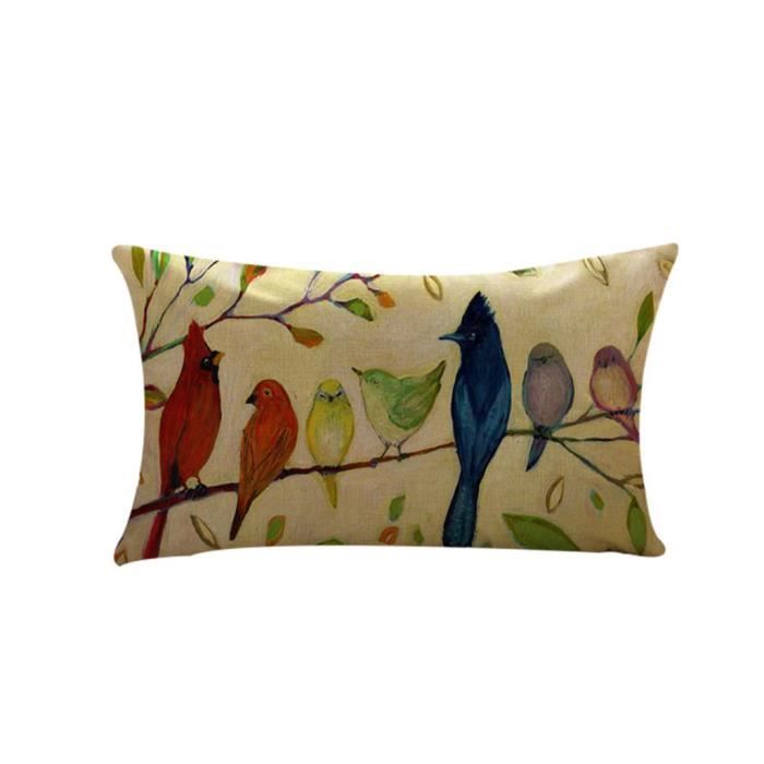Housse De Coussin Enfant 40x40cm - Coton Bio - Fermeture Éclair - Motif Animaux Forêt - Blanc