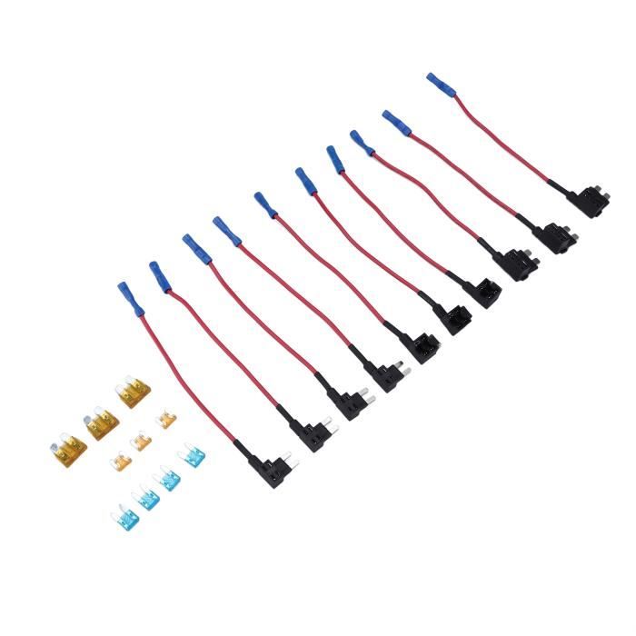 Lot de 10 fusibles à fiches plates 20 Ampères