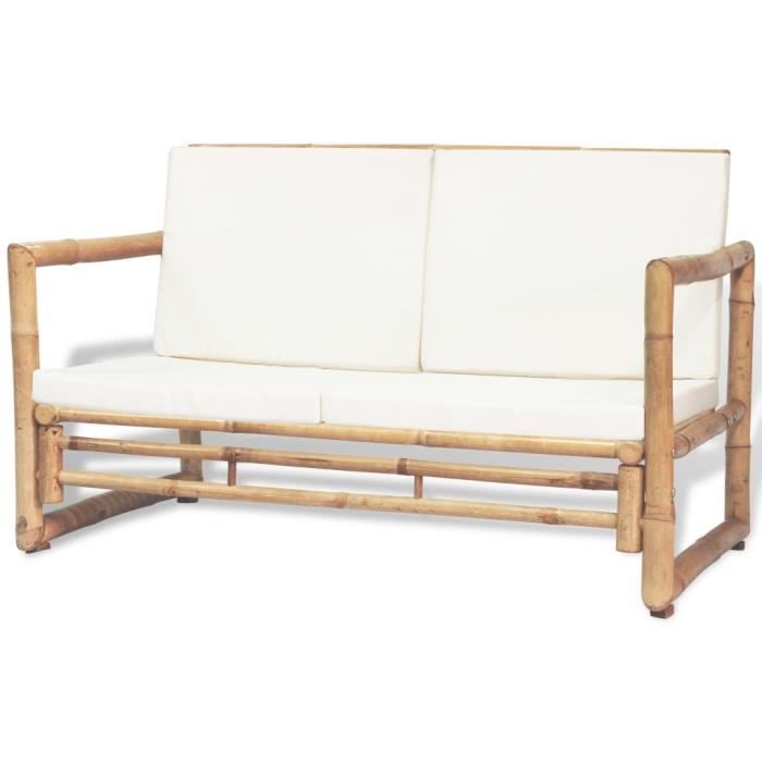 Banc En Bambou 2 Places Avec Coussin Pour Salon De Jardin 115 X 65 X 72 Cm Achat Vente Banc D Exterieur Banc En Bambou 2 Places Avec Cdiscount