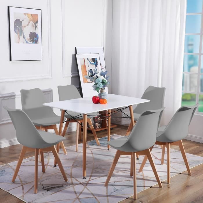 ipotius lot de 6 chaises de cuisine salle à manger scandinaves coloris gris