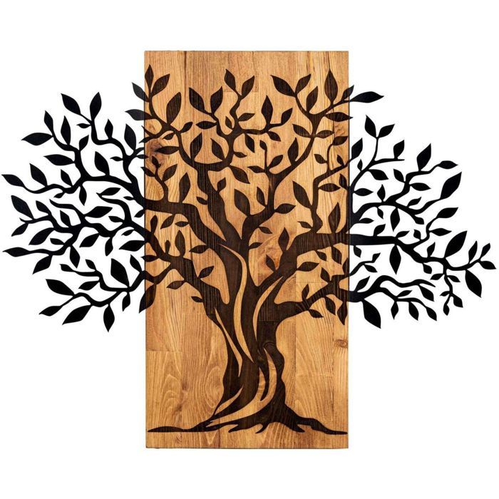 PLAQUE MURALE EN Métal Noir Arbre De Vie 30cm Arbre De Vie Suspendu EUR