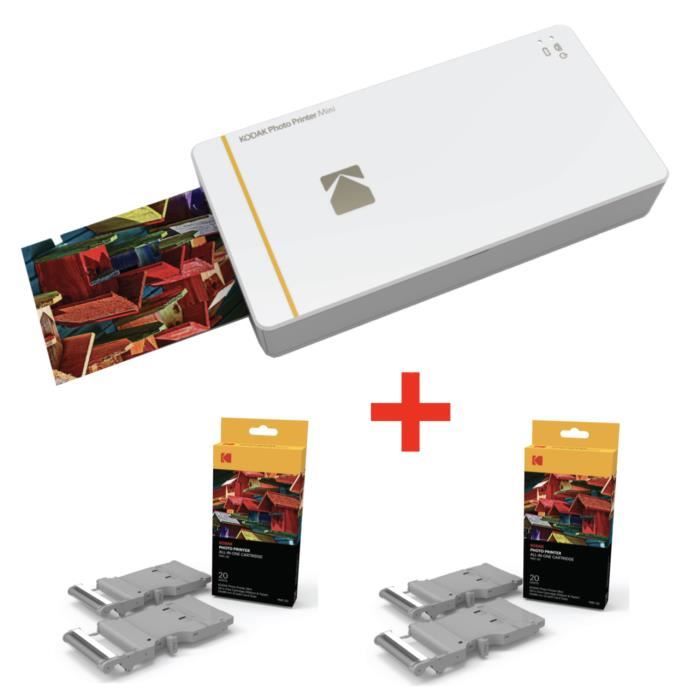 Pack Mini Printer Kodak PM 210 White + 40 photos (2* PMC20