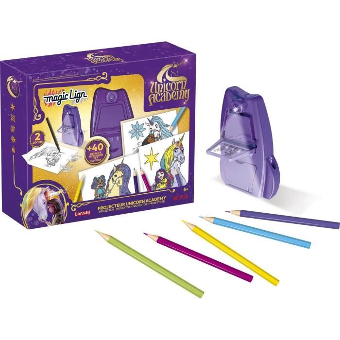 Projecteur LANSAY 20526 – Magic Lign Unicorn Academy avec 50 Illustrations