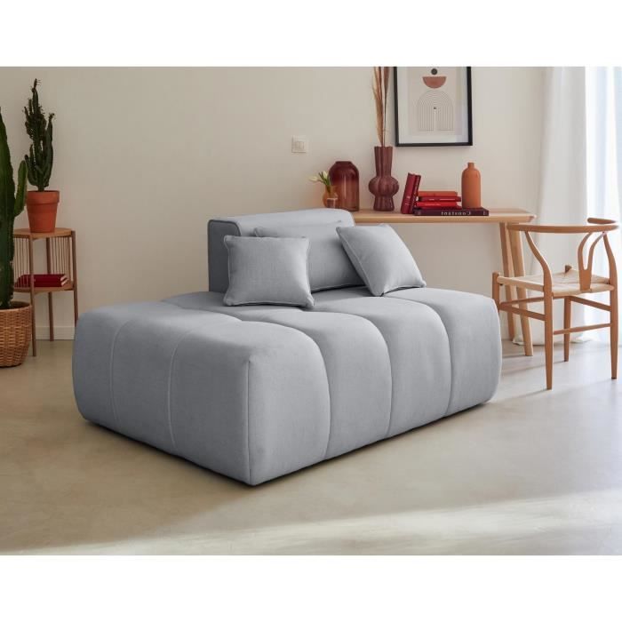 Canapé modulable 2 places Gris Tissu Design Confort