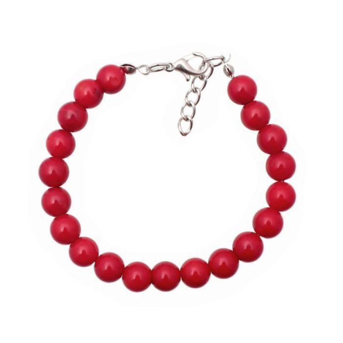 COLLIER CORAIL ROUGE perles 5 mm-REIKI