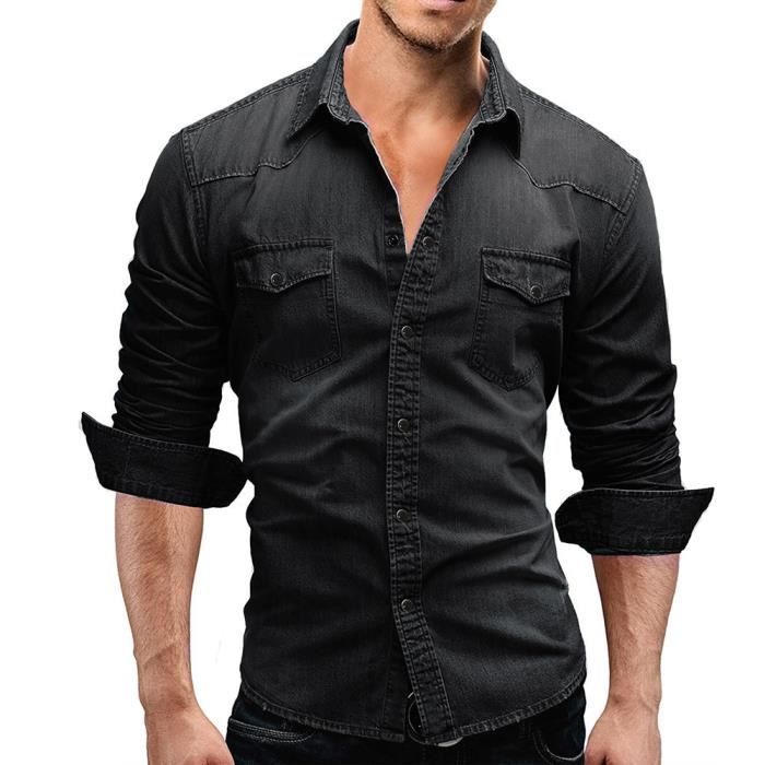 Chemise Chemise en Denim manches longues pour homme jean Slim en