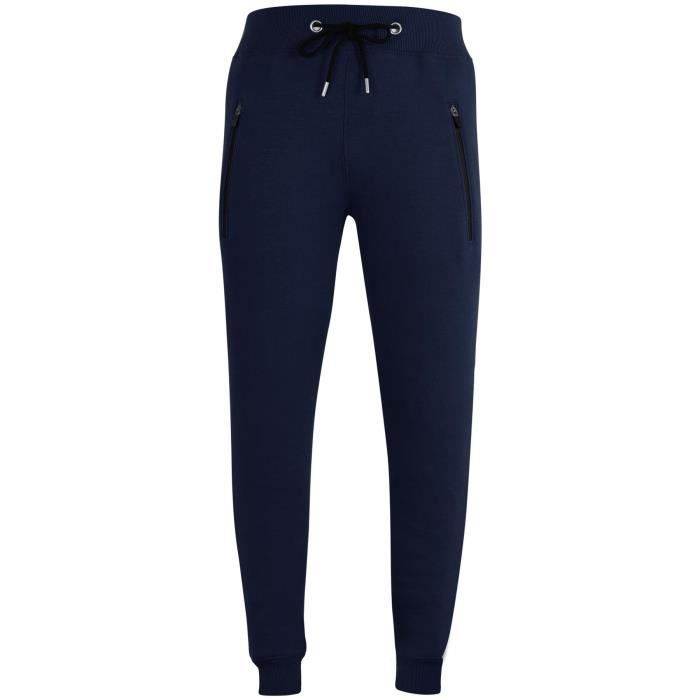 pantalon de survêtement homme en polaire bleu marin - joggeurs 2 ton exercer sweatpants gym - taille s-4xl