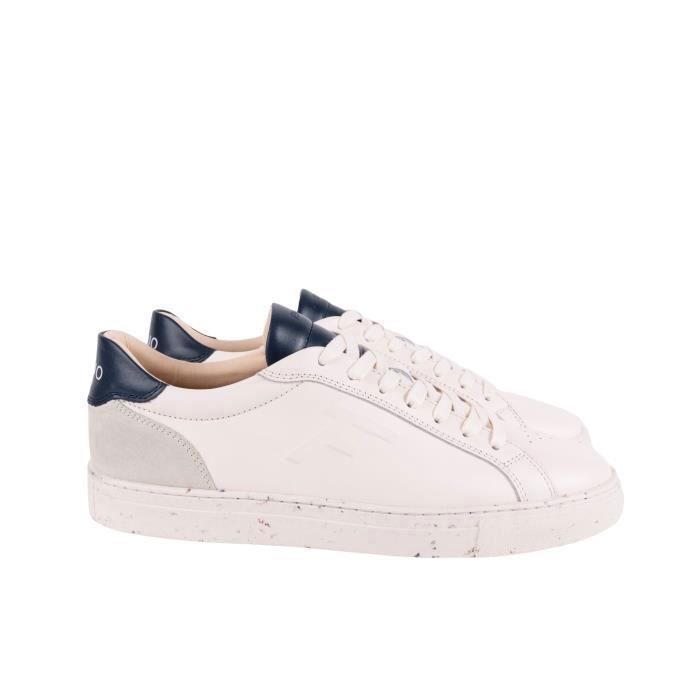 Baskets Homme FAGUO Ebony Leather Suede Blanc Lacets Blanc