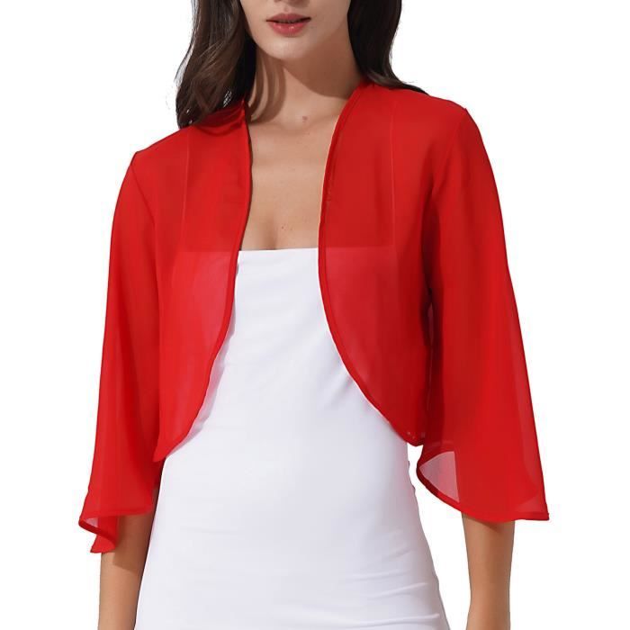 Iixpin Femme Bolero Mousseline de Soie 3 4 Manches Cache Epaule Cover Ups Wraps Elegant S XL Rouge Cdiscount Pret a Porter