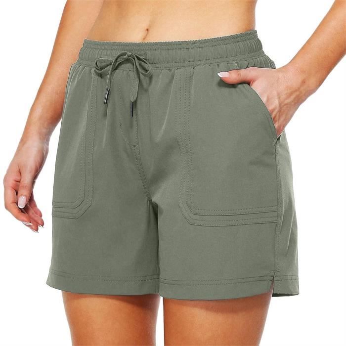 Damen Cargo-Shorts Mit Elastischer Taille - Outdoor Freizeithose Polyester
