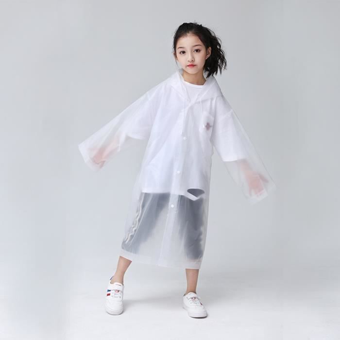 Lot 2 Ponchos Pluie Enfants 110cm - Cape Imperméable à Capuche Réutilisable Blanc + Jaune