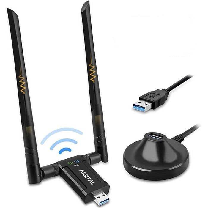 Clé USB WiFi 6 AX1800 Mbps - Double Bande 5GHz/2.4GHz, Compatible Windows 11/10, WPA3 (Realtek, USB 3.0)