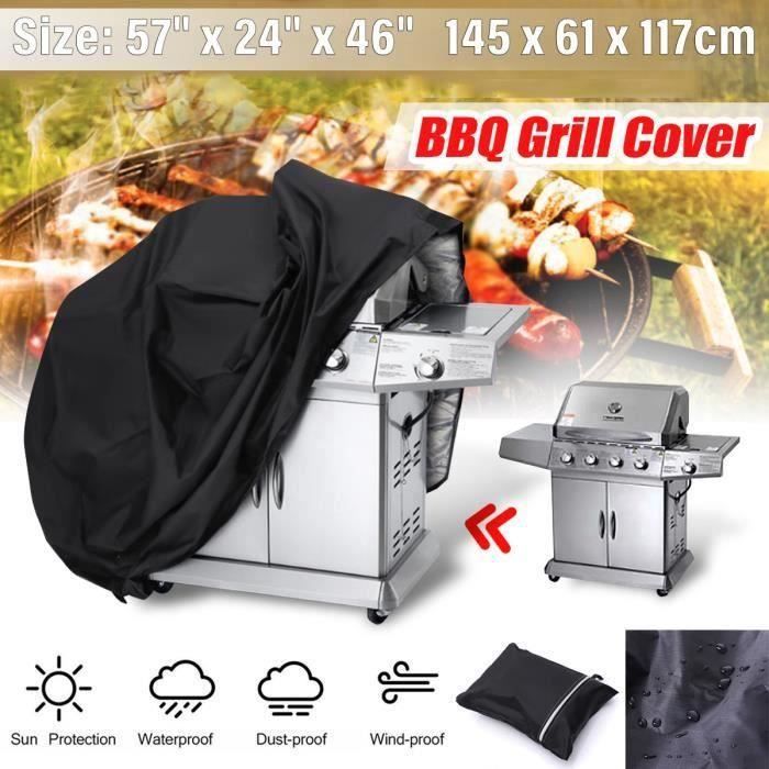 Housse Barbecue Gaz, Bache Barbecue Exterieur Rectangulaire 145 x 61 x 117  CM,Housse Plancha 210D Etanche,Anti-UV Imperméable 