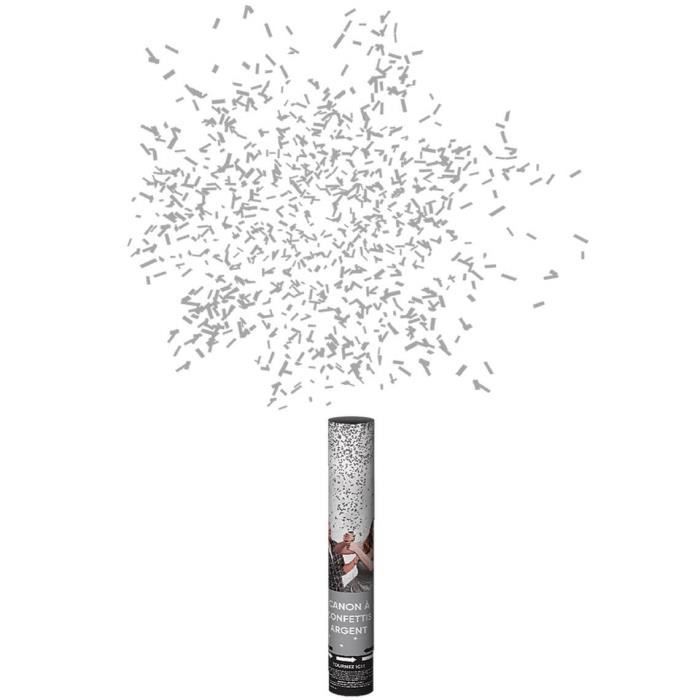 Relaxdays Lanceur de confettis canon cotillons 40 cm décoration portée 6-8  m fête nouvel an, étoile argentée