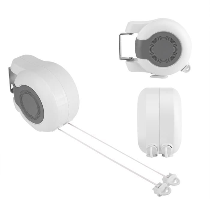 Corde à Linge Rétractable 4,28 M – Fil Acier Inoxydable Mural Enrouleur, Charge 20 Kg – Salle De Bain, Balcon, Intérieur Robuste