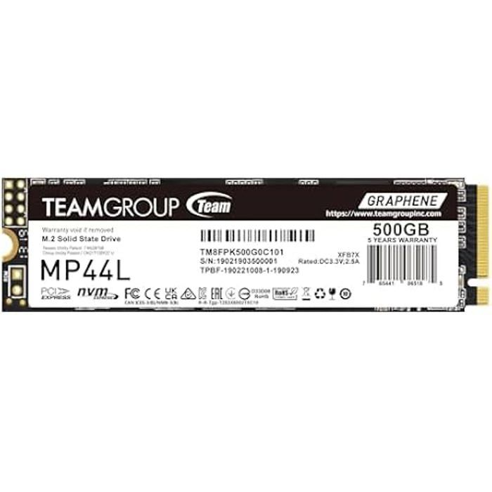 Team Group MP44L TM8FPK500G0C101 disque SSD 500 Go .2 PCI Express 4.0 NVMe SLC Neuf - vue 6