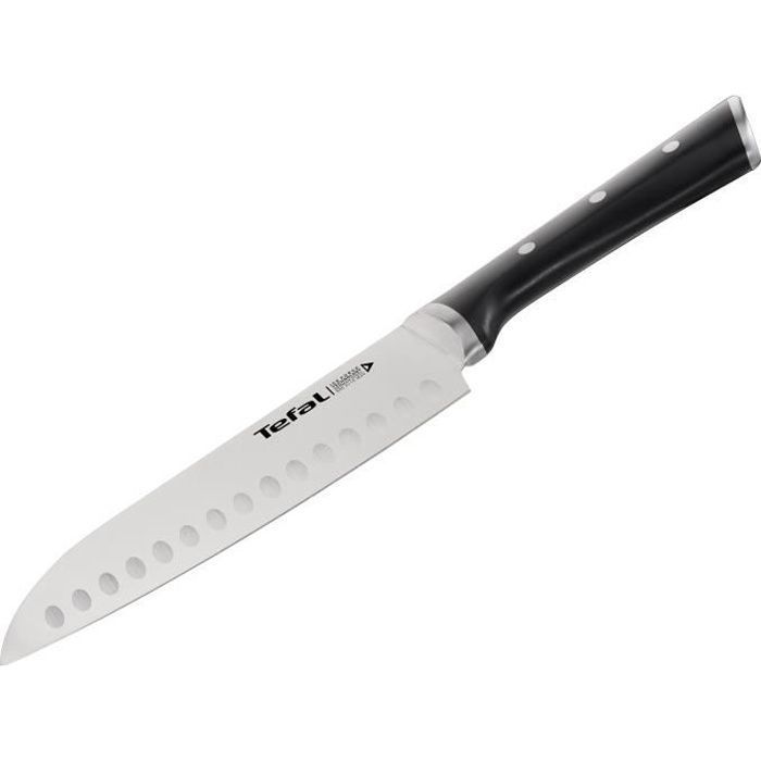 TEFAL Couteau santoku 18,5 cm, Couteau de cuisine, Lame en acier inoxydable allemand, Tranchant durable, Garantie 10 ans K2320614
