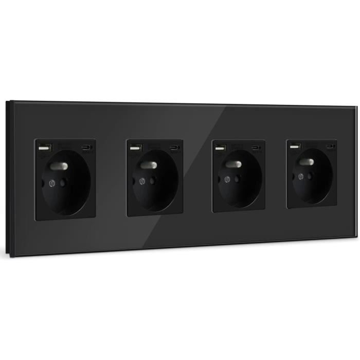 Lot de prises interrupteur et de Flair Porte 2 prises, 3 pièces, Blanc Lot de prises interrupteur et de Flair Porte 2 prises, 3 pièces, Blanc