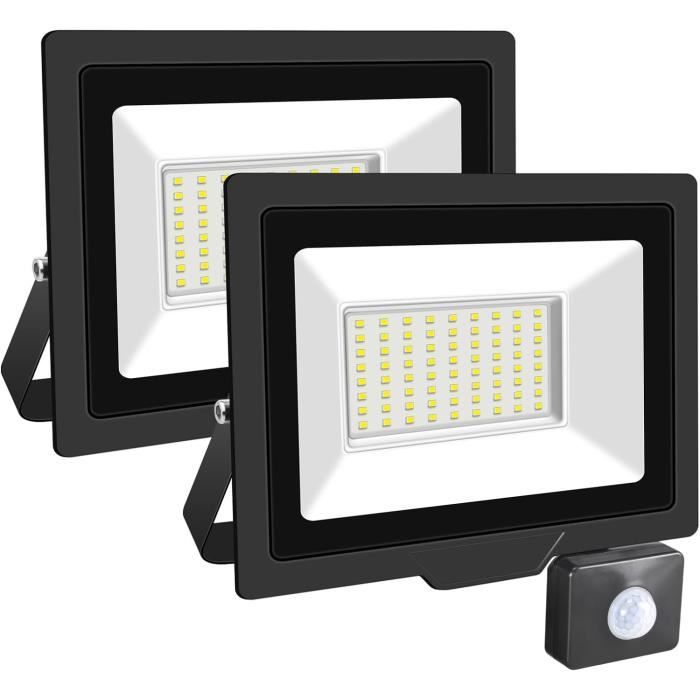 Spot LED Extérieur Avec Détecteur Mouvement 6000LM 38W - 3 Têtes Réglables IP65