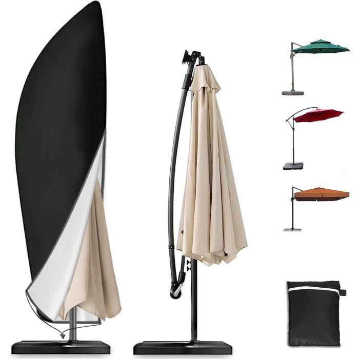 Victarvos Housse de Protection pour Parasol Deporte 3m 4m, Housse de Parasol Déporté avec 1,4m de Long Fermeture Éclair, Protection pour Parasol Deporte avec Tige Télescopique, 280x30/80/45 cm