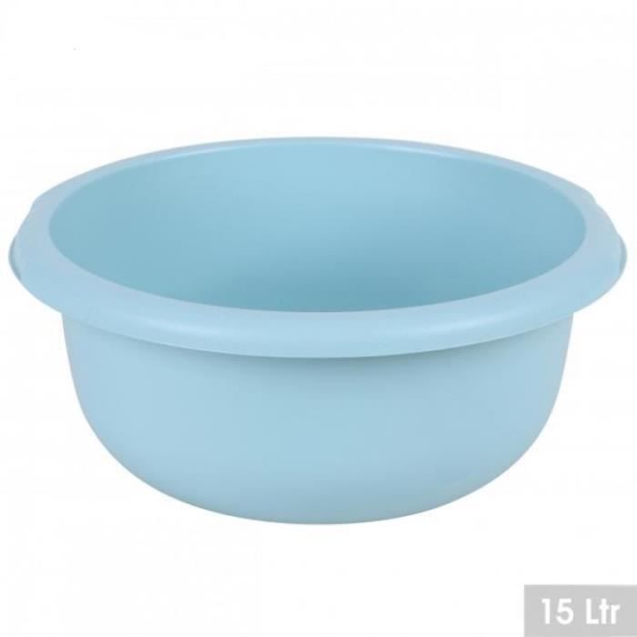 Set de 2 x grand bac plastique/lave-vaisselle rond 20 litres bleu