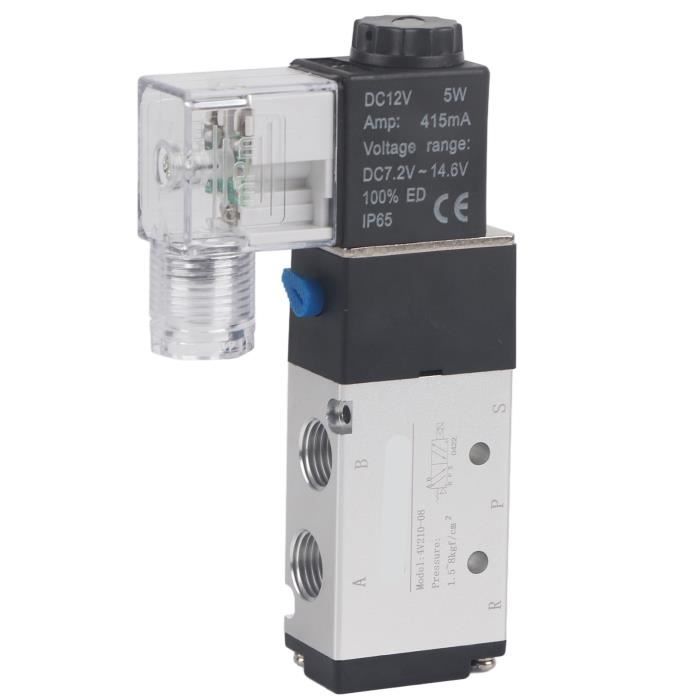 Électrovanne Pneumatique 4V210-08 - 5 Ports, 2 Positions - 1/4" - Tension 12V/24V/220V (version AC110V)