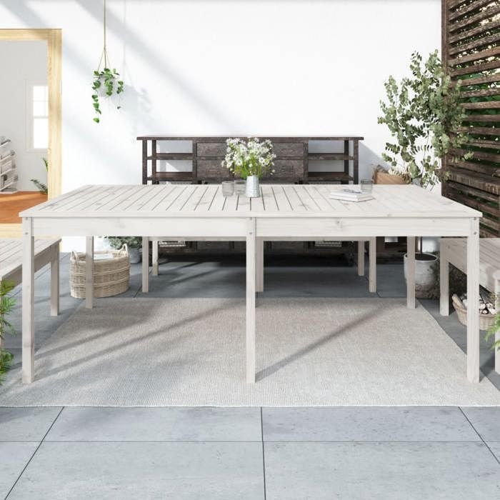 vidaXL Table de jardin blanc 2035x100x76 cm bois massif de pin 823984