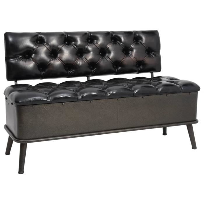 "top" banc coffre jili - design relax - banc salon de rangement avec dossier 110 cm noir similicuir,21,05 kg