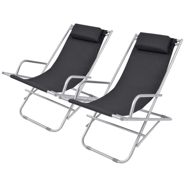vidaXL Lot de 2 chaises inclinables - vue 2