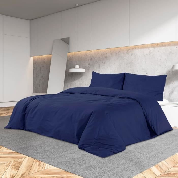 vidaXL Ensemble de housse de couette Bleu marine 135x200 cm Microfibre 136005
