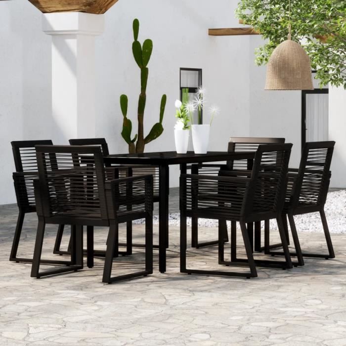 vidaXL Ensemble de salle à manger de jardin 7 pcs Noir 3099152