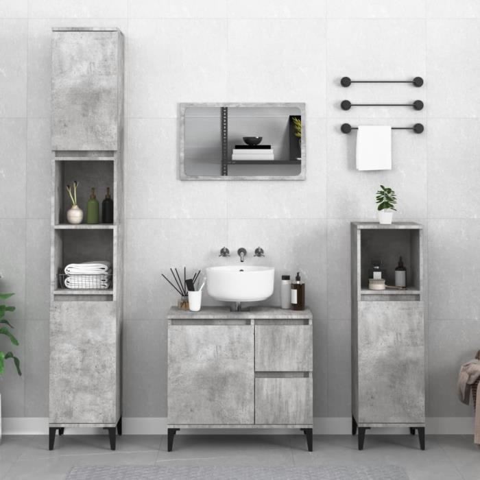 vidaXL Armoire de salle de bain gris béton 30x30x190 cm 819800