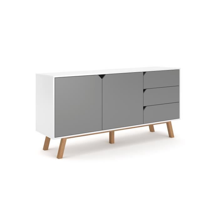 VIVALDI Commode - TOKIO TK2 - 160 cm - gris mat / blanc mat - style design