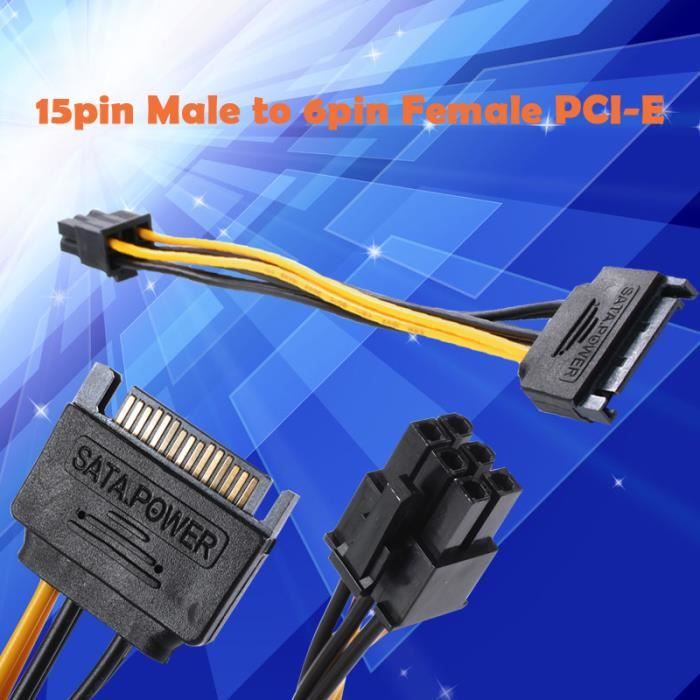 Câble D'Alimentation SATA Vers PCIe 6 Broches - 4 Pièces, Longueur 20 Cm, Pour Carte Graphique (ex: GTX 1060, GTX 1650 Super)