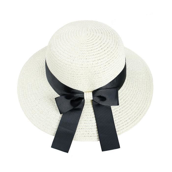 Visiere Casquette Anti UV Femmes Casquette Visière De Soleil Chapeaux De Paille D'Été Beige