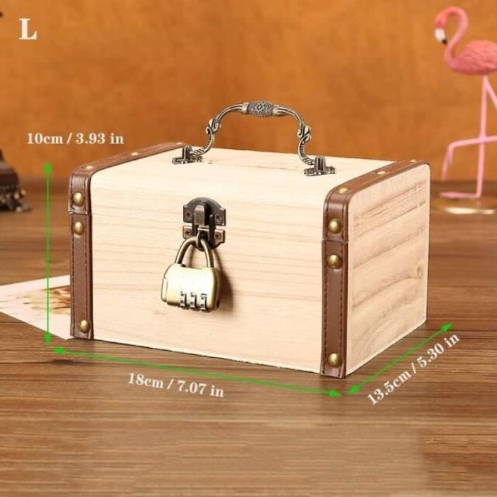 Grand coffre au trésor, boîte à trésors pirate en bois vintage, boîte à souvenirs et à bijoux décorative avec serrure à combinaison (vert) | Leroy Merlin