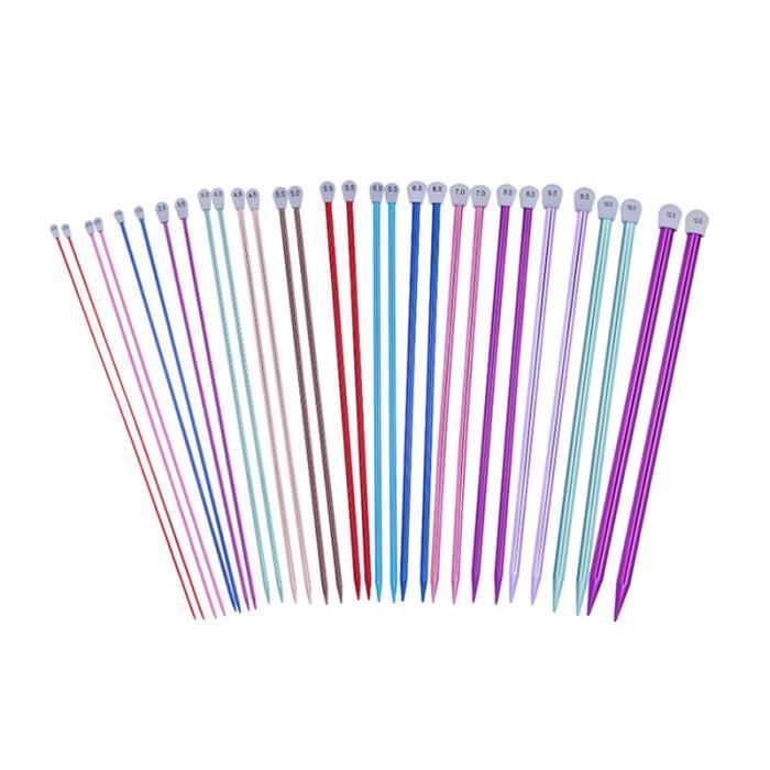 Aiguilles à Tricoter Pony En Aluminium 35 Cm - Diamètre 9 Mm - Couleur Gris Clair - Légères Et Lisses