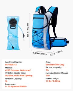 KAPKA | NEW Mazama Light Blue Hydration Backpack Bite Valve Mazama Kapka Hydration Pack Sac à Dos D  main image 4
