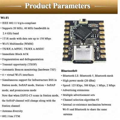 CARTE DE DÉVELOPPEMENT ESP32/ ESP32-S3/ESP32-C3 Double Type-c (N16R8
