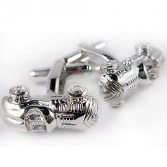 Boutons De Manchette 'Ma Voiture De Monopoly' - Argenté, Acier Rhodié, Marque CLJ, Neuf Sous Blister