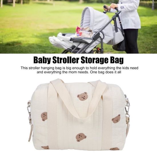Sac à Couches Bébé Portable - Coton - Fermeture Éclair - 25x17x10 Cm - Organisation Poussette