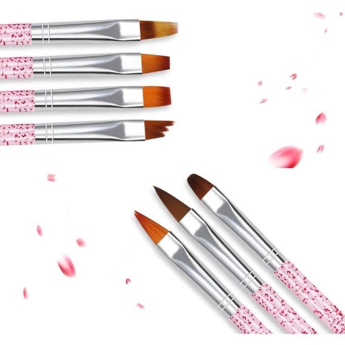 TOROKOM Lot De 19 Pinceaux à Ongles En Gel UV Acrylique Pour Nail Art, Pinceaux De Construction Pour Ongles En Poly, Pinceau à Pois, Pinceau à Pointiller Pour Nail Art, Pinceaux De