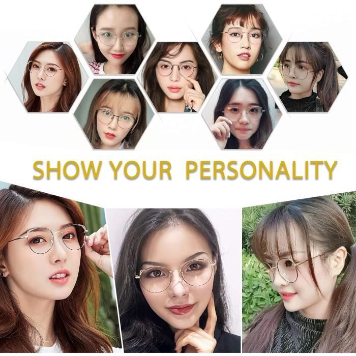 Lunettes Anti-lumière Bleue Pour Homme Et Femme - Monture Ronde En Métal - Style Rétro, (Lot De 2) Doré/noir