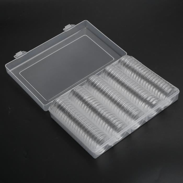 Crea - Boîte de rangement pour pièces de monnaie en bois - Capacité 100 capsules - Protection