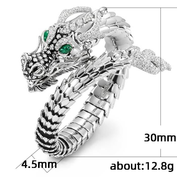 Bague d ouverture taille unique reglable en surface sculptee d un dragon en argent vintage unisexe Acier Achat Vente bague anneau Bague d ouverture taille unique reglable en surface sculptee d un drag...