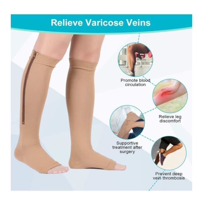 Bas de contention,1 à Fermeture éclair Chaussettes de Compression