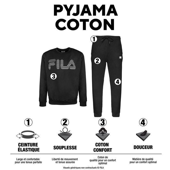 FILA Ensemble Pyjama coton Homme Bleu Cdiscount Pr t Porter