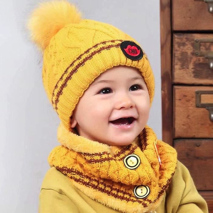 Bonnet Bébé Fille Hiver Pompom 0.5-8 Ans Tricotés Bonnet Bébé Garçon  Naissance Chaud Tube Echarpe Enfant Fille Automne Ensembl@M196 - Cdiscount  Prêt-à-Porter