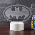 3D Batman Logo Lampe Marvel Superhéros Veilleuse LED 7 Couleurs Télécommande Touch Chambre Décoration Lampe de Table Enfant Cadeau-2