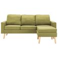 42107Haut de gamme® Canapé de Relaxation - Canapé 3 places pour le salon et le séjour - avec repose-pied Vert Tissu-2